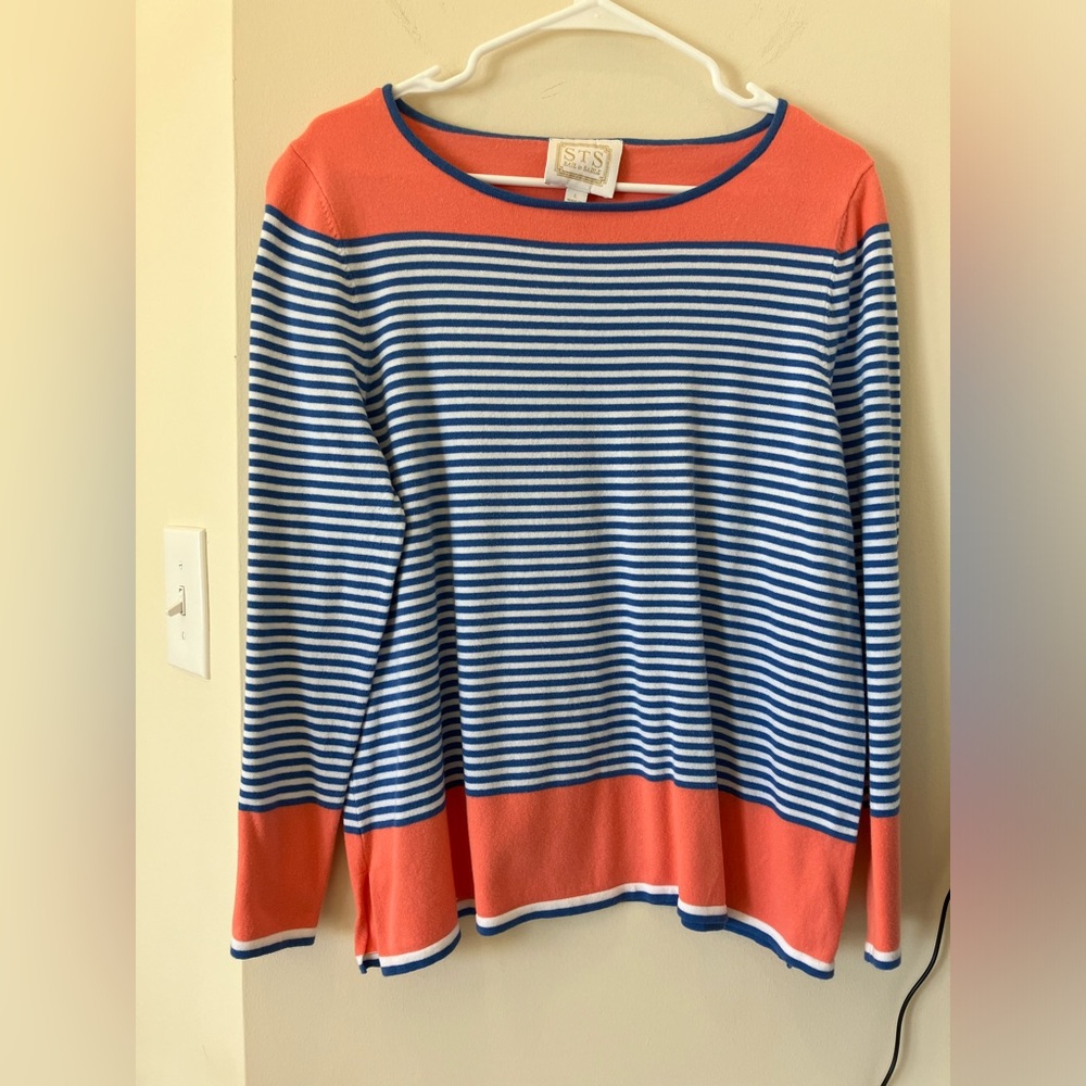 STS Sail to Sable Sweater Striped Long Sleeve Nautical Beachy Coastal La…